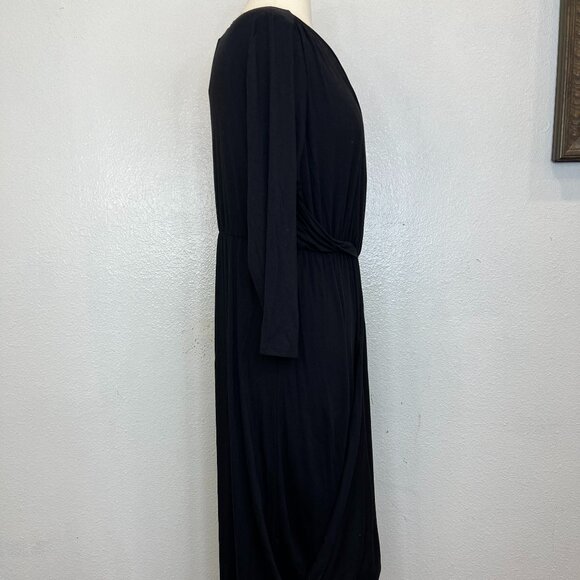 Lane Bryant Dress Plus Sz 14/16 Teal Blue V Neck Surplice Hi Lo Draped Hem - Picture 5 of 7